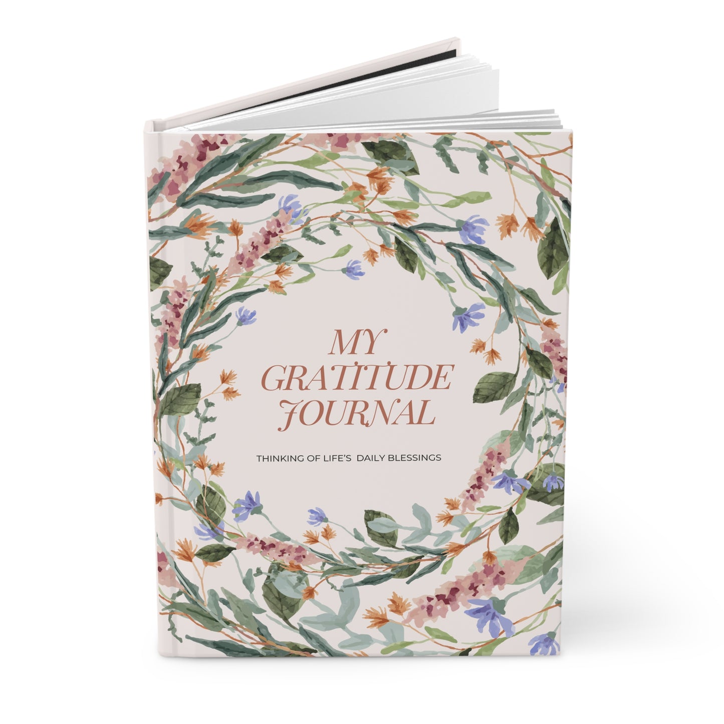 Floral Gratitude Journal - Reflective Writing, Mindfulness Gift, Daily Blessings, Self-Care Diary, Floral Notebook