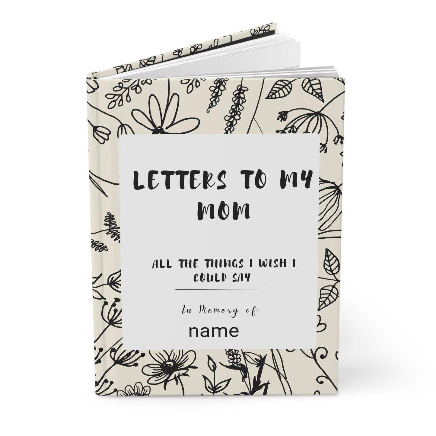 Matte Hardcover Journal, Loss Journal for Mom, Grief Diary, Remembrance Notebook, Sympathy Gift, Bereavement Gift, Memorial Writing Book