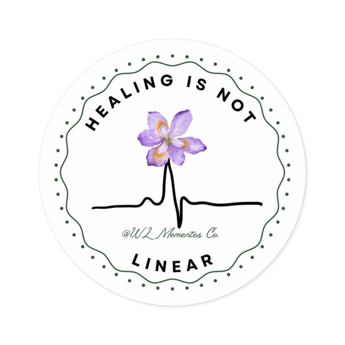 Round Stickers, Healing self love grief indoor outdoor sticker, Healing isnt linear sticker, Grief sticker, Self love sticker, Outdoor
